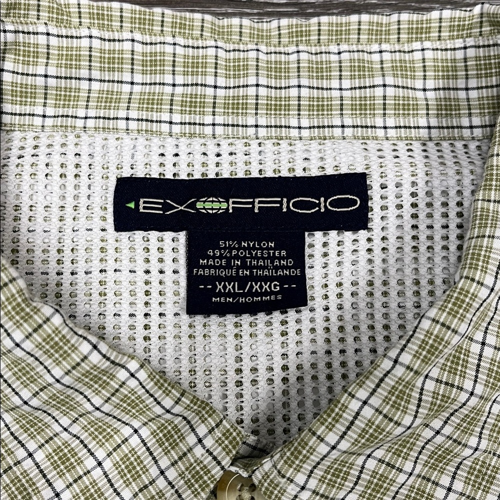 Exofficio Men's Light Green Checkered Button Down Shirt Size XXL - Picture 6 of 9